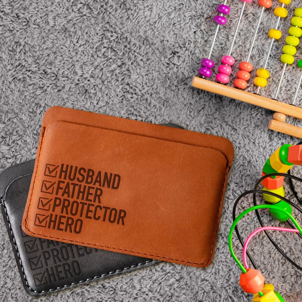 Cartera de piel personalizada con texto - HERO