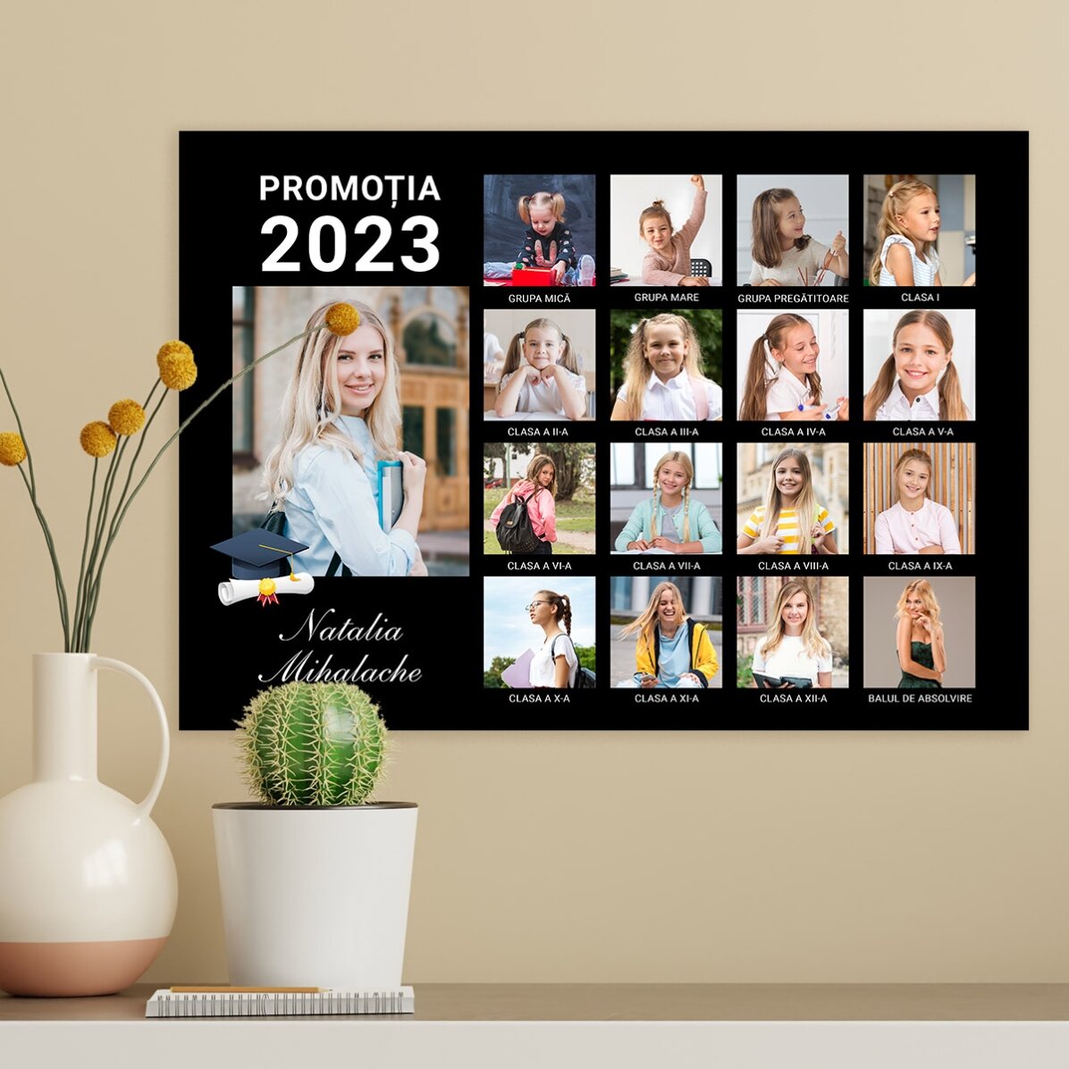 Póster personalizado con 17 fotos y texto - Graduación