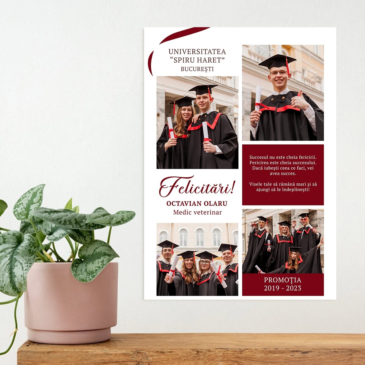 Personalised poster with 4 photos and message - Graduation