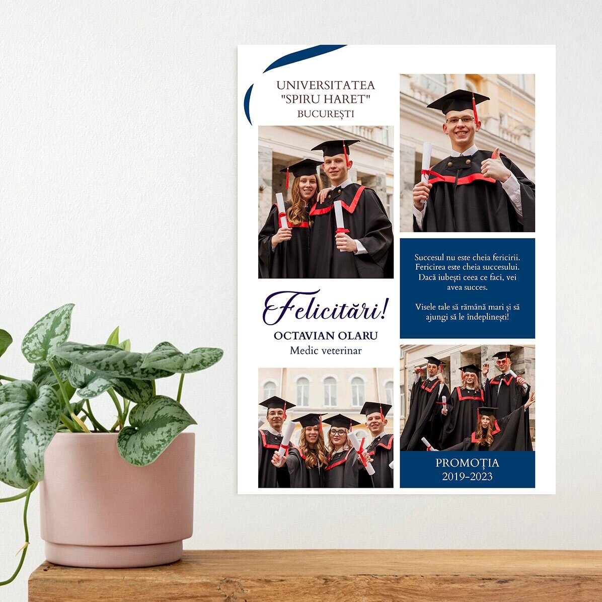 Personalised poster with 4 photos and message - Graduation