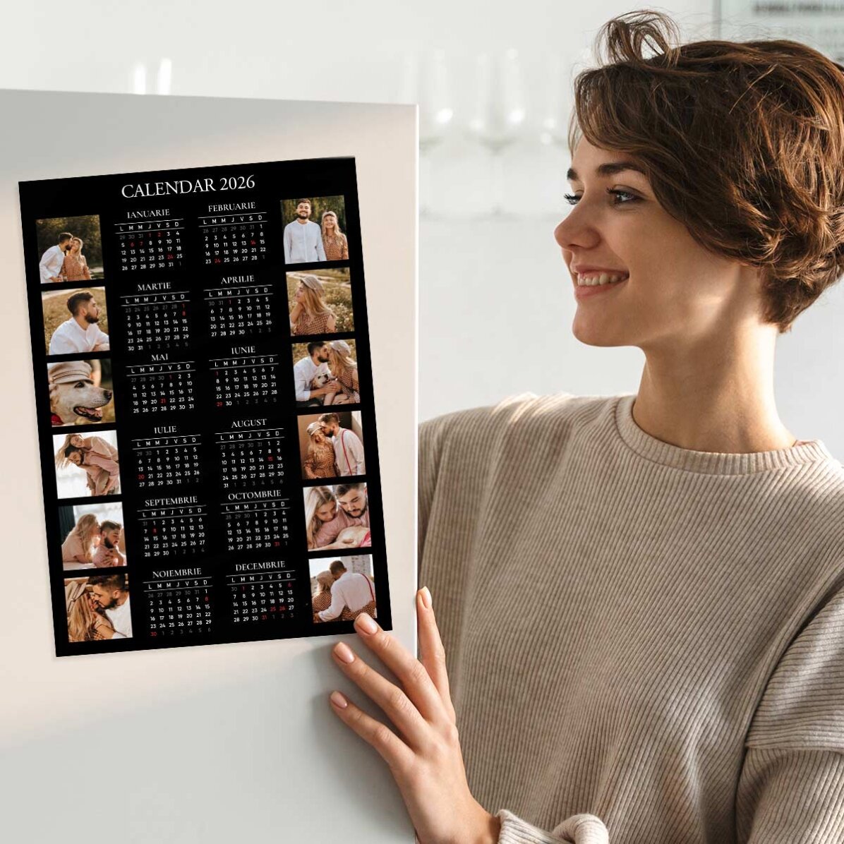 Póster calendario personalizado con 12 fotos y texto