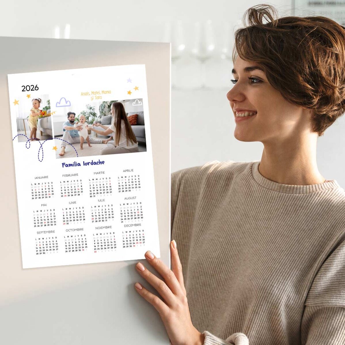 Póster calendario personalizado con 2 fotos y texto - Familia