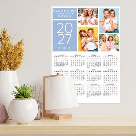 Póster calendario personalizado con 4 fotos y un mensaje