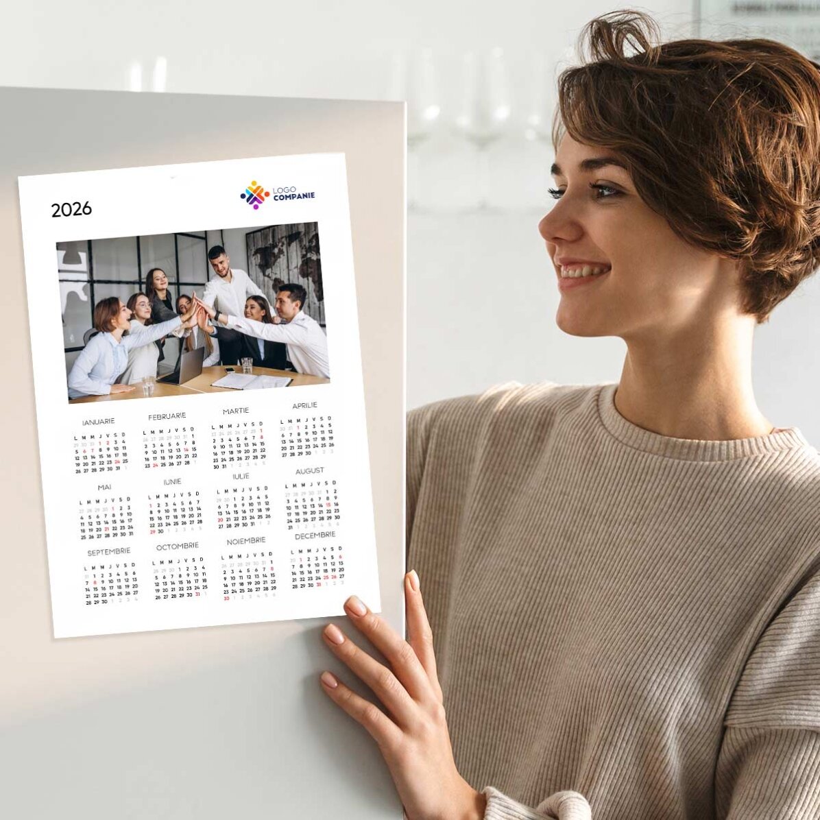 Póster calendario personalizado con logotipo y una foto