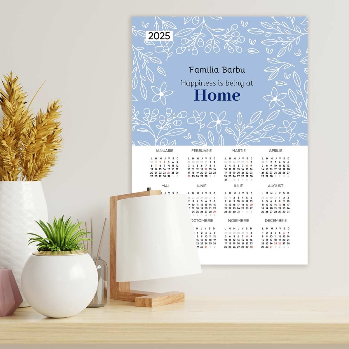 Póster calendario personalizado con mensaje
