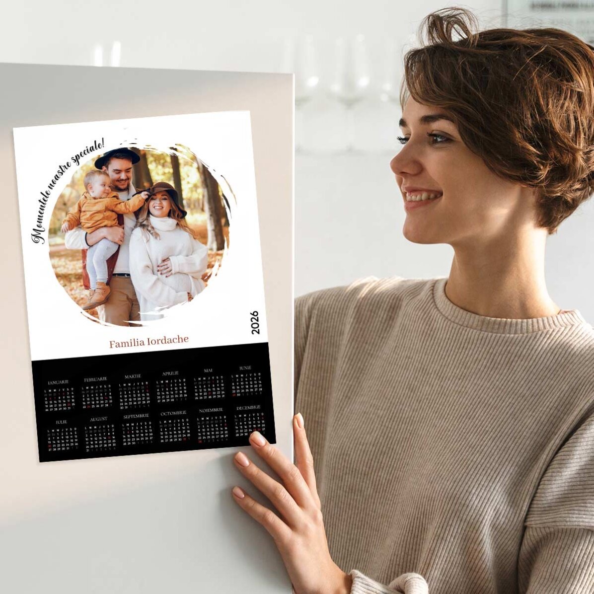 Póster calendario personalizado con una foto y un mensaje: ¡Nuestros momentos especiales!