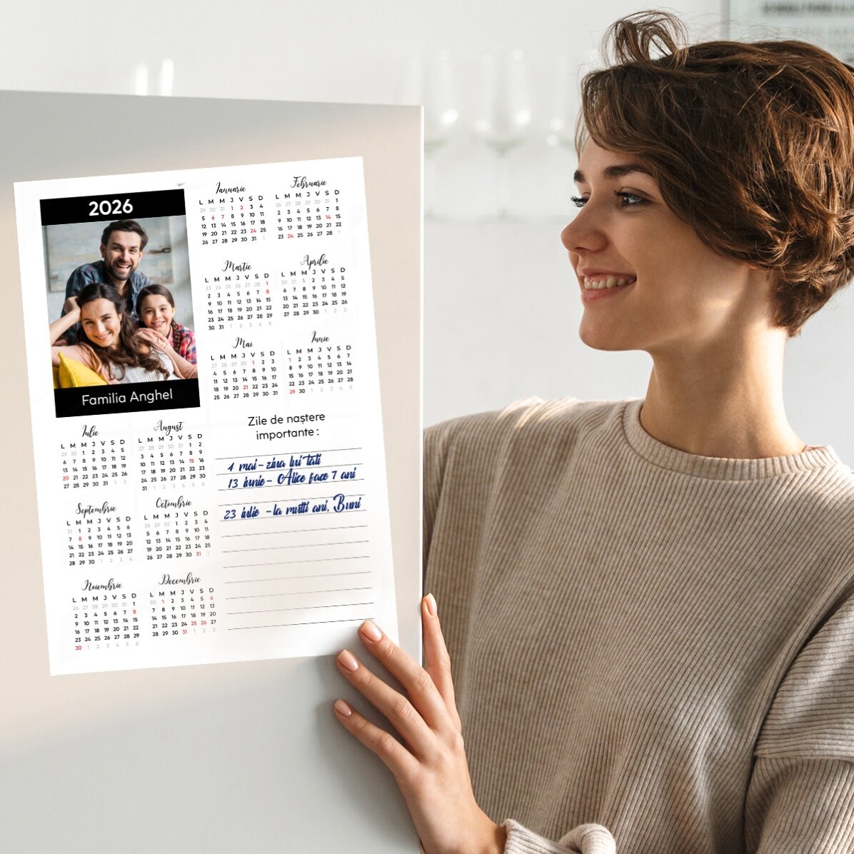 Póster calendario personalizado con una foto y un mensaje - Notite