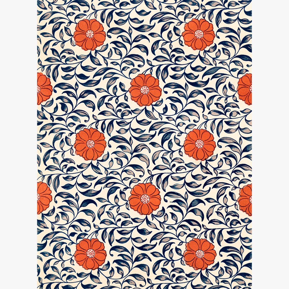 Póster de flores chinas rojas