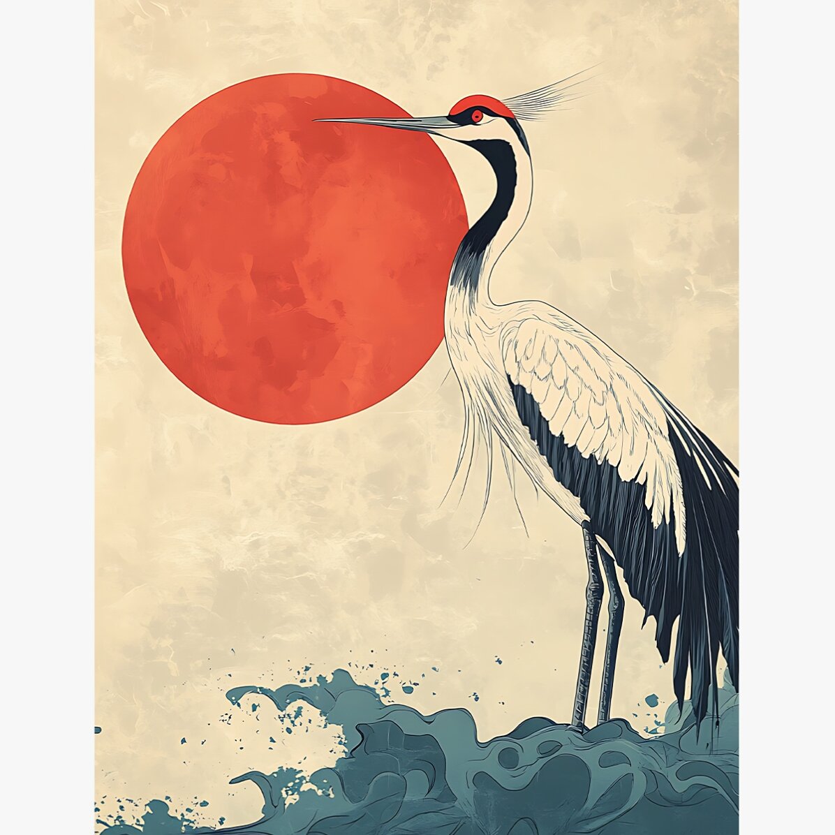 Póster de la grulla japonesa
