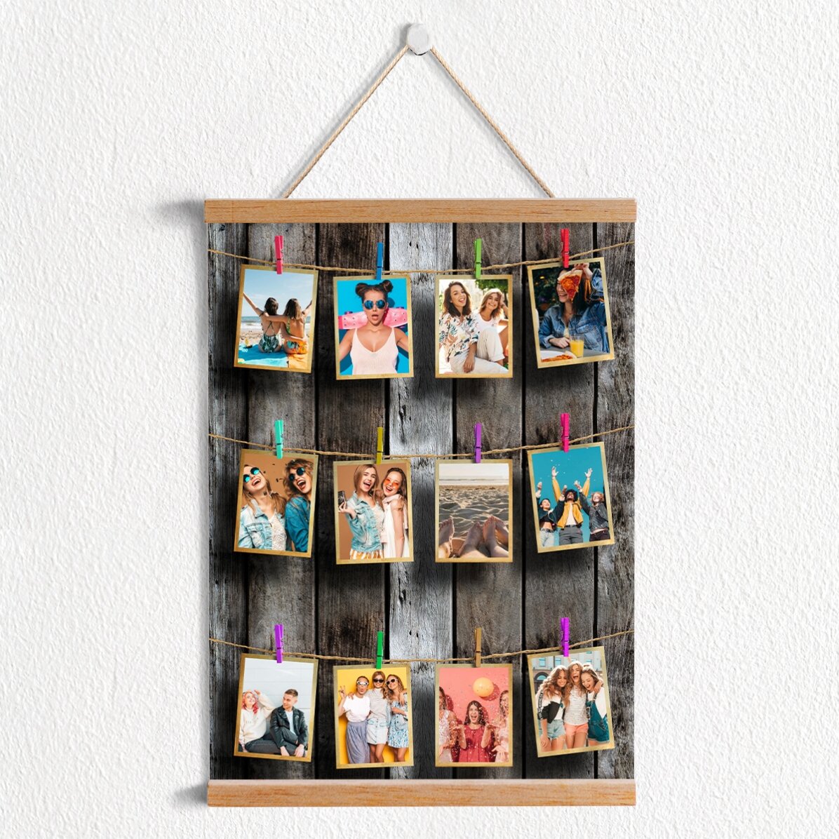 Póster con colgador personalizado con 12 fotos para enmarcar