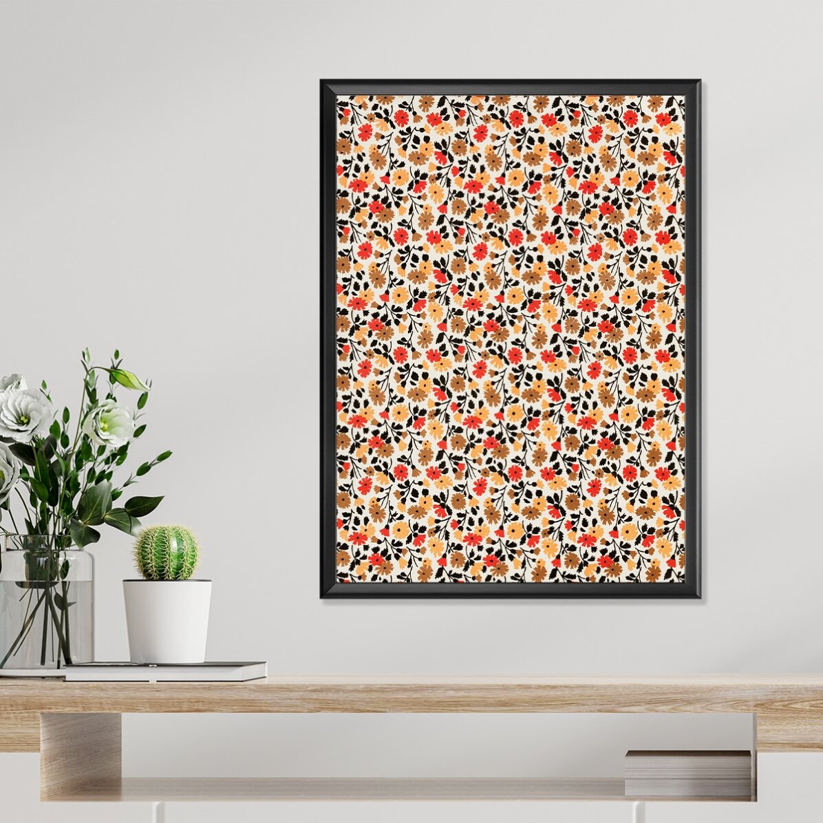 Póster de flores rojas y amarillas