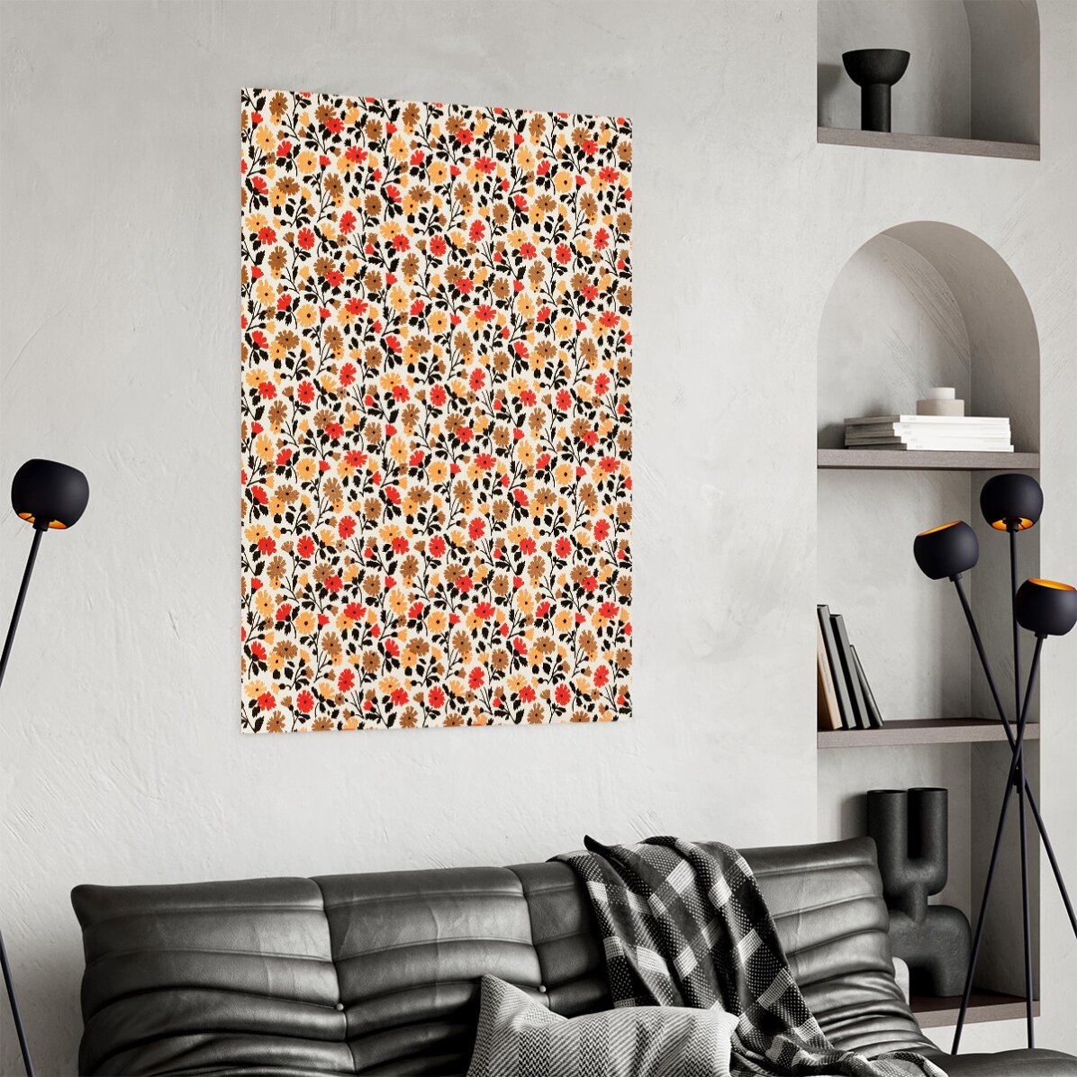 Póster de flores rojas y amarillas