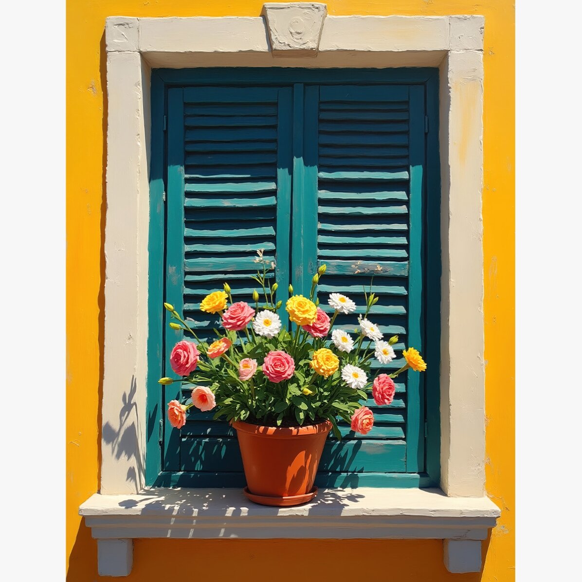 Póster: Ventana con maceta de flores