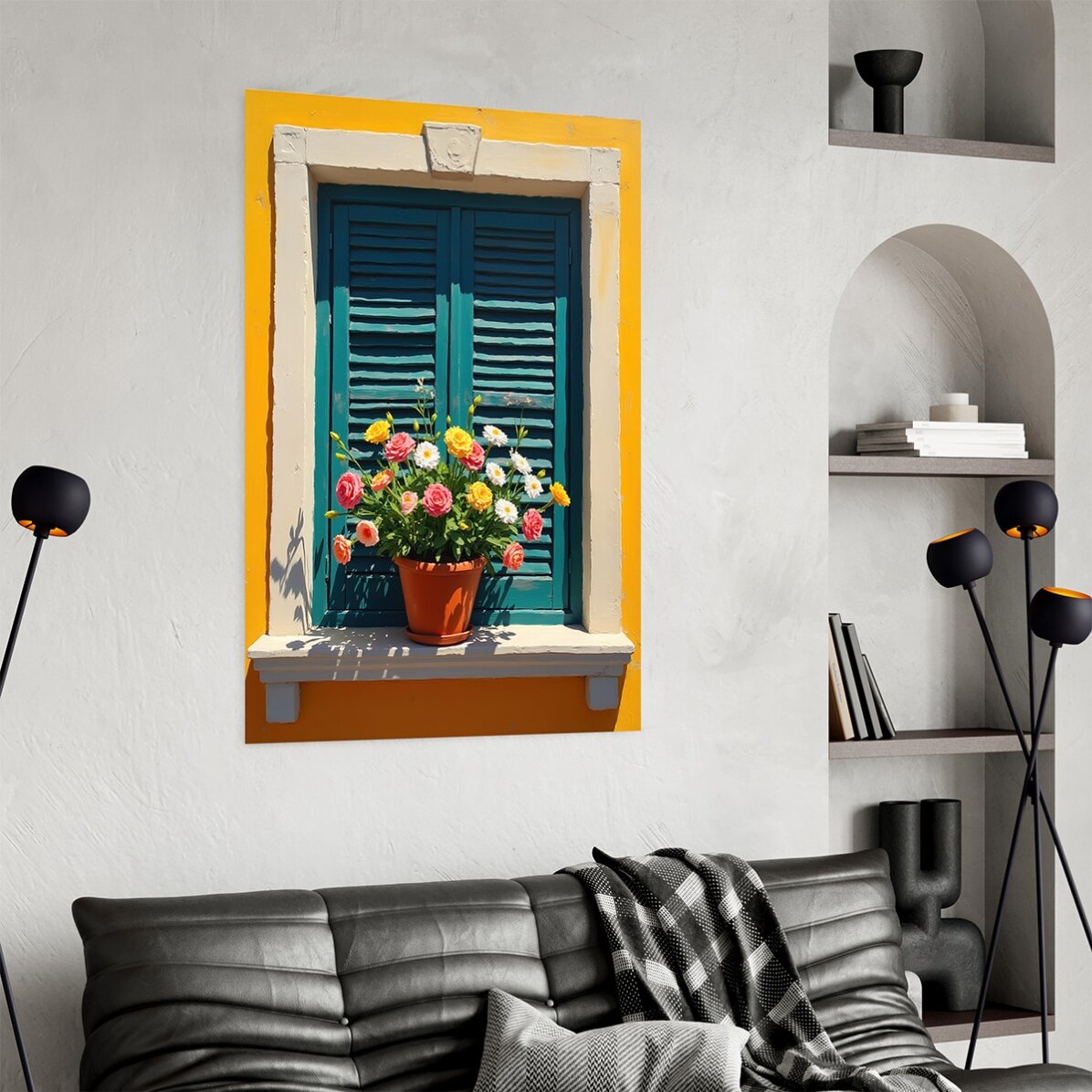 Póster: Ventana con maceta de flores