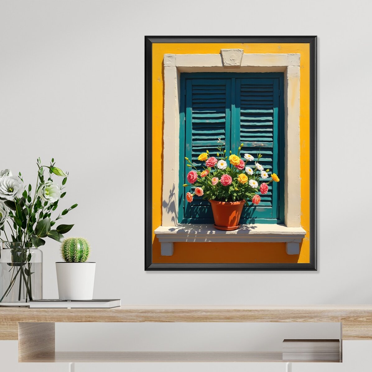 Póster: Ventana con maceta de flores