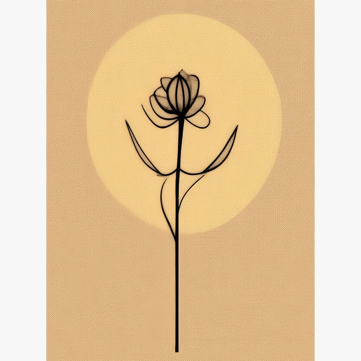 Póster de una flor minimalista en estilo «line art»