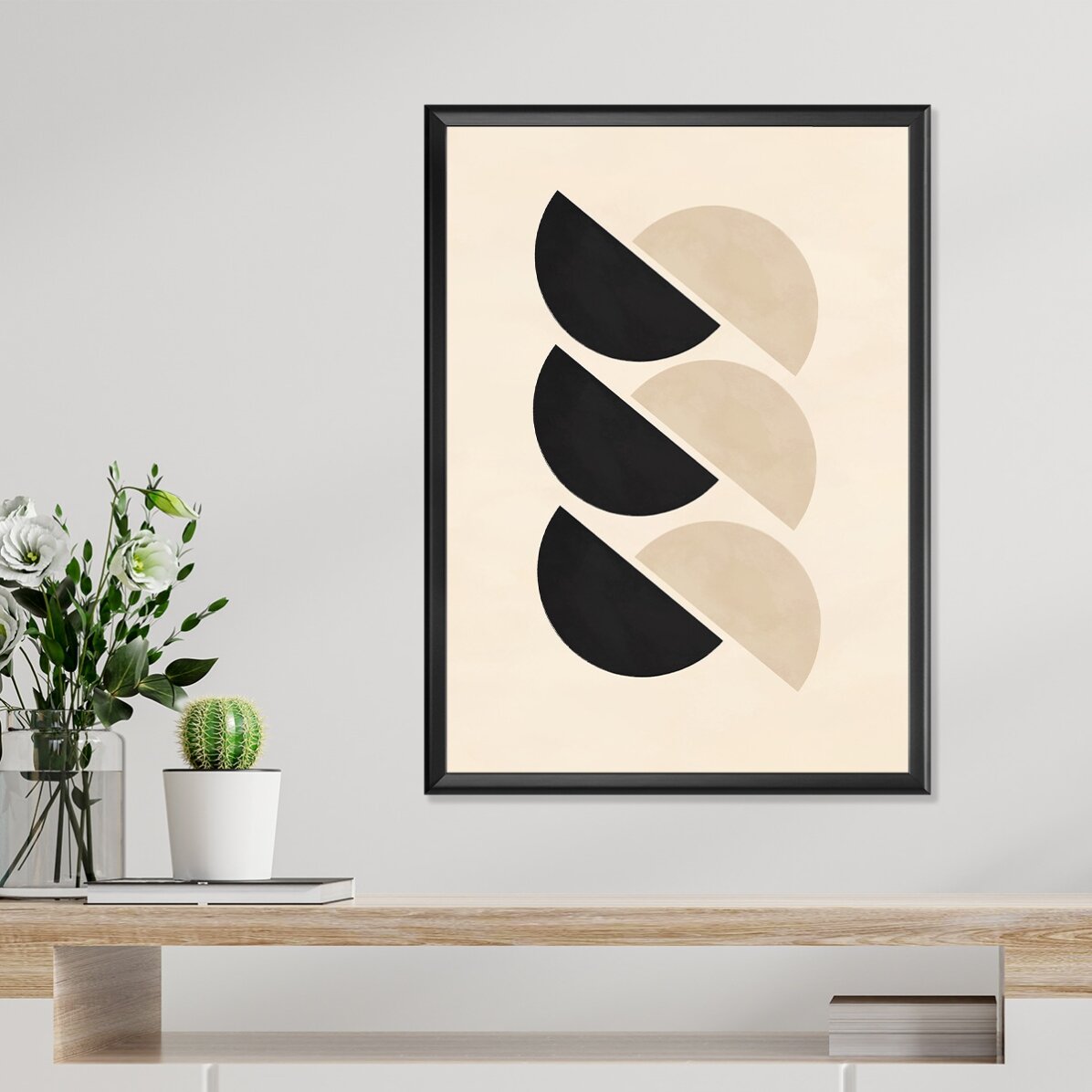 Minimalist geometric shapes poster, semicircles