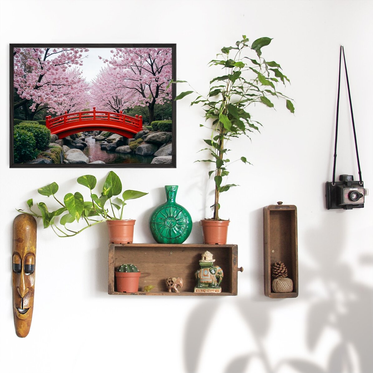 Póster «Jardín japonés»: cerezos en flor