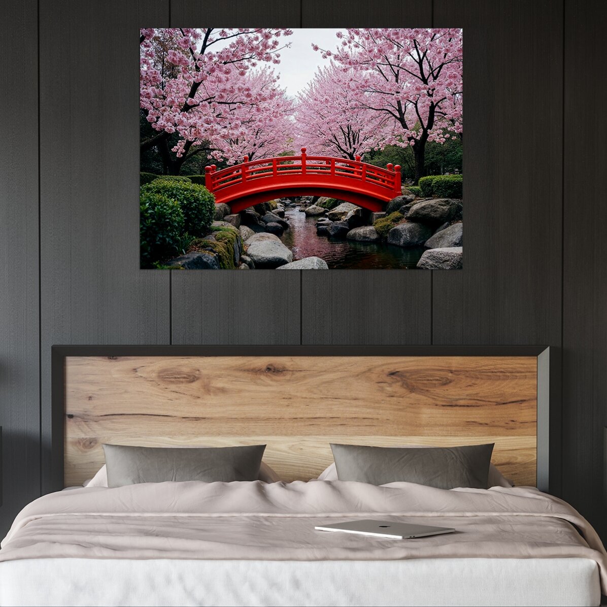 Póster «Jardín japonés»: cerezos en flor