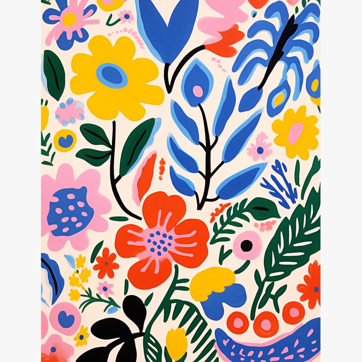 Póster con ilustración de flores de colores, dibujo 3
