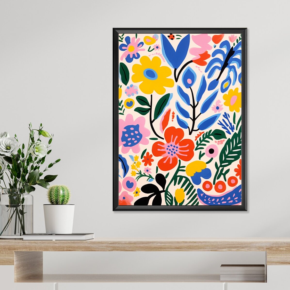 Póster con ilustración de flores de colores, dibujo 3