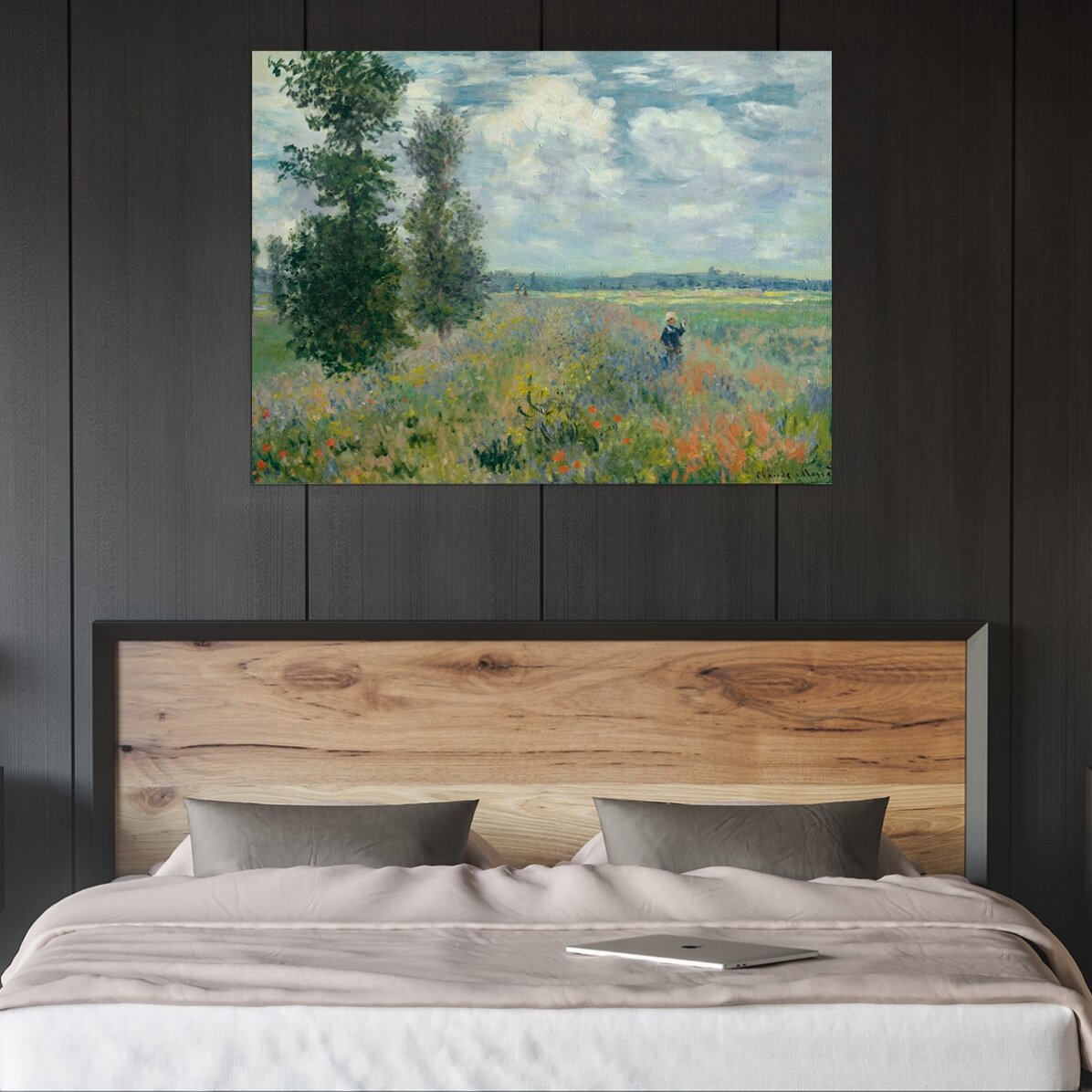 Póster apaisado - Claude Monet, Campo de amapolas cerca de Argenteuil, 1875