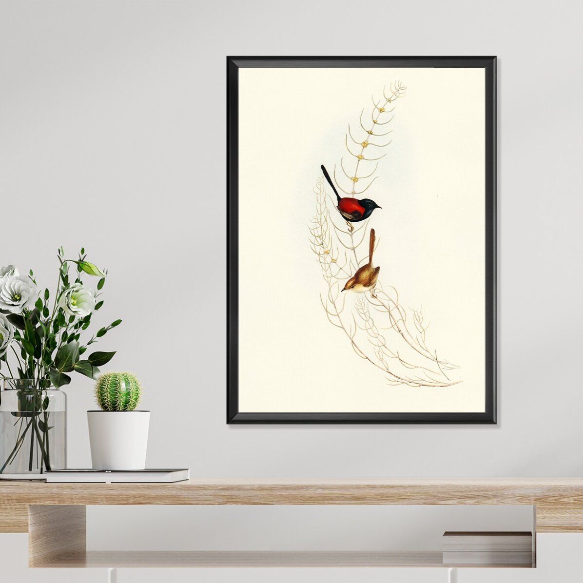 Póster «Pájaros de colores en una rama»