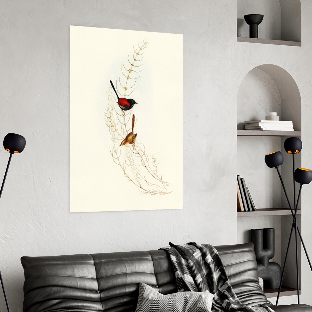 Póster «Pájaros de colores en una rama»