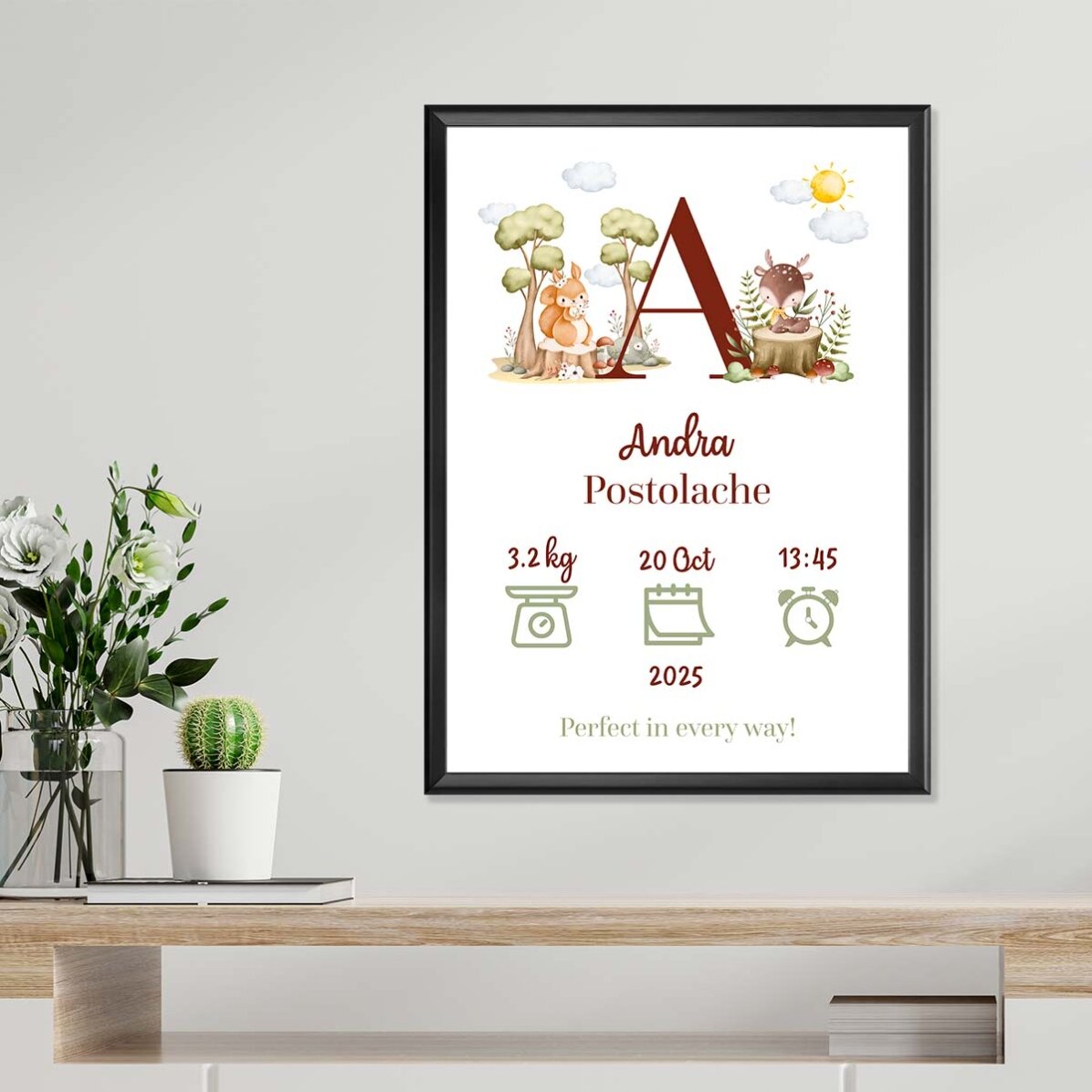 Póster personalizado con iniciales y texto - Animales