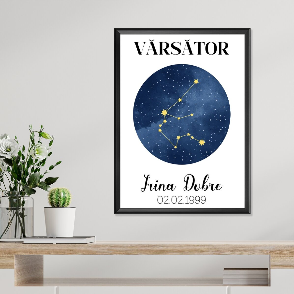 Personalised poster with text - Aquarius zodiac constellation