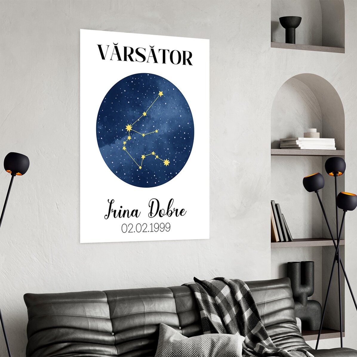 Personalised poster with text - Aquarius zodiac constellation