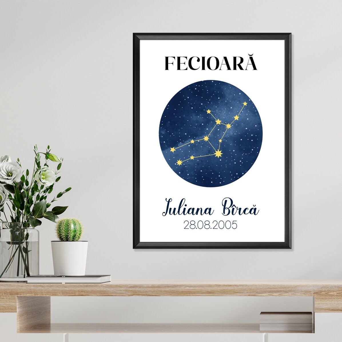 Póster personalizado con texto: la constelación del signo del zodiaco Virgo