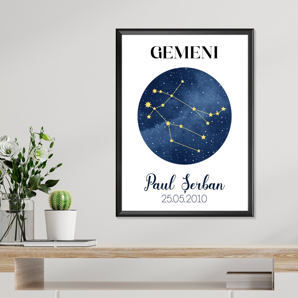 Póster personalizado con texto: la constelación del signo de Géminis