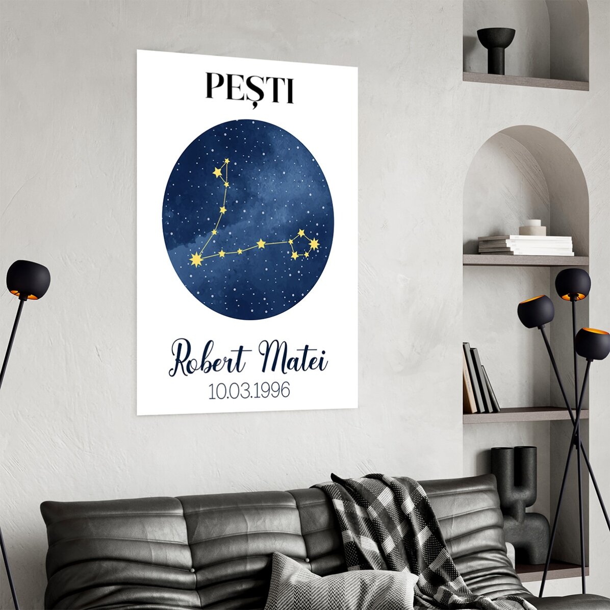 Personalised poster with text - Pisces zodiac constellation