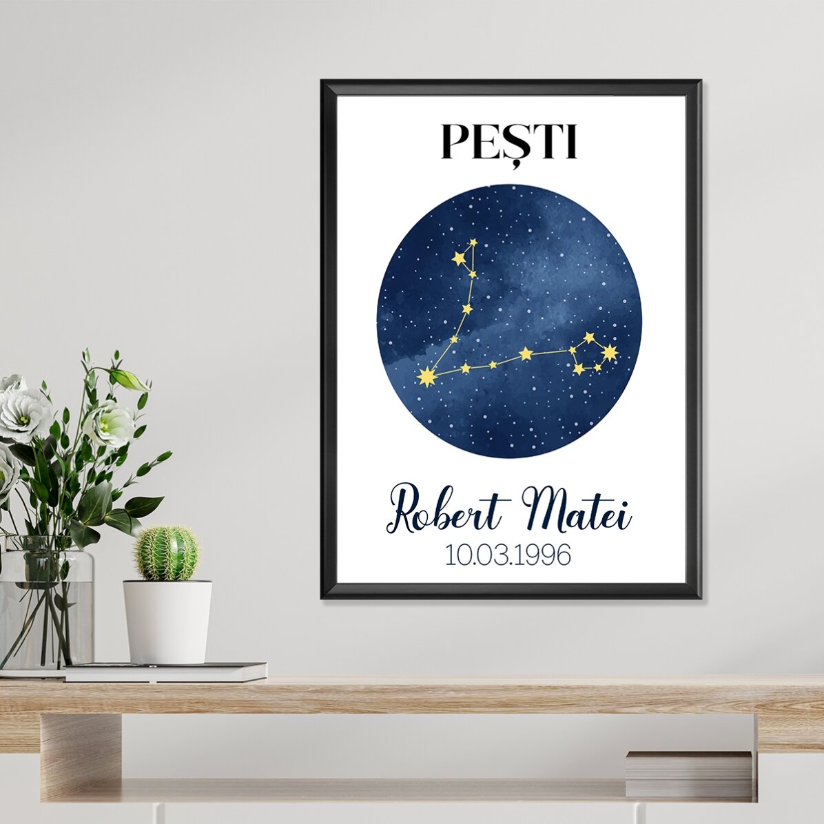 Personalised poster with text - Pisces zodiac constellation