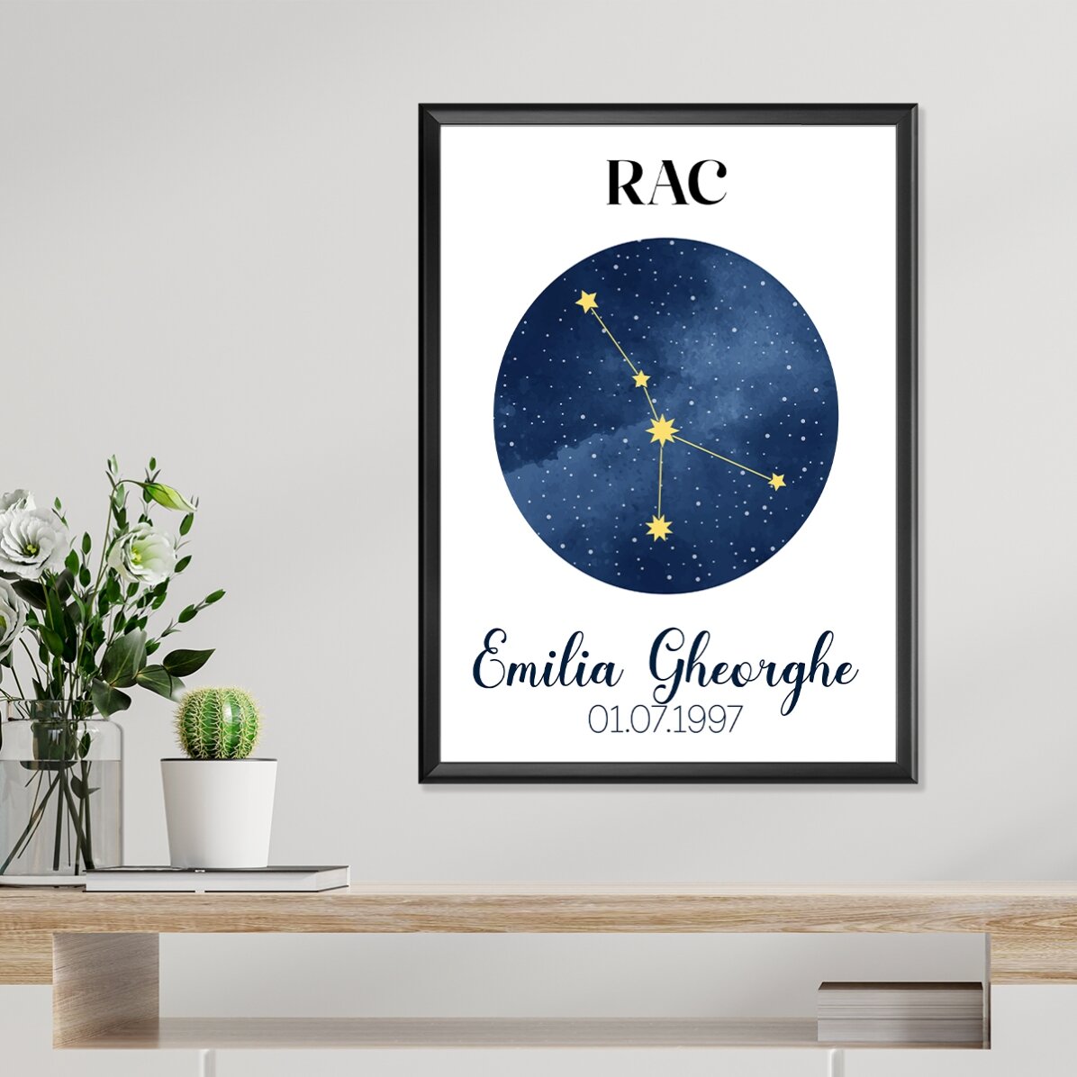Personalised poster with text - Cancer zodiac constellation