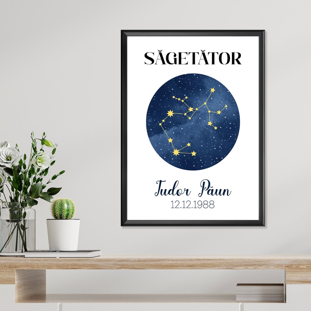 Póster personalizado con texto: la constelación del signo zodiacal de Sagitario