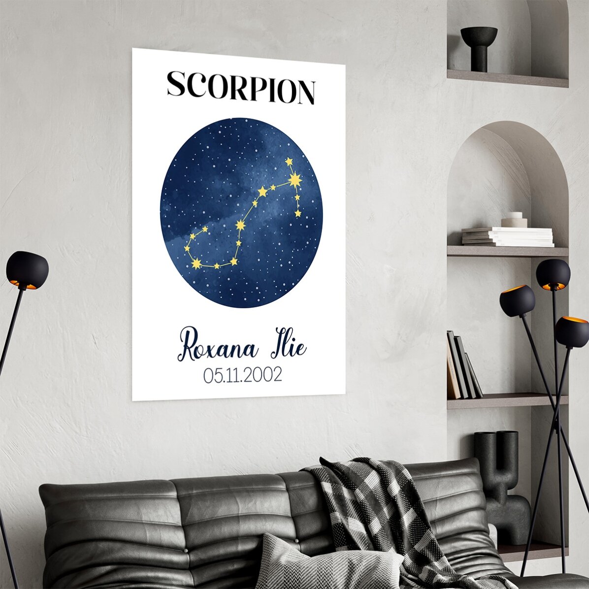 Póster personalizado con texto: la constelación del signo del Escorpión