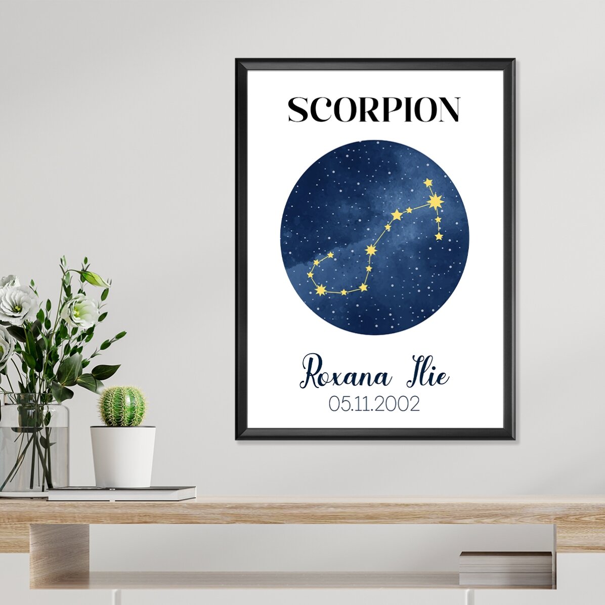 Póster personalizado con texto: la constelación del signo del Escorpión