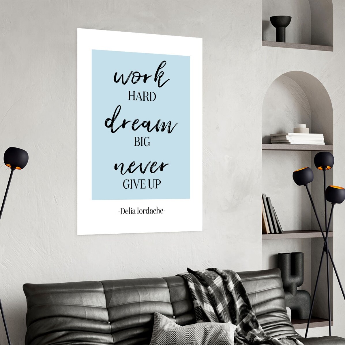 Póster personalizado con texto: «Never Give Up»