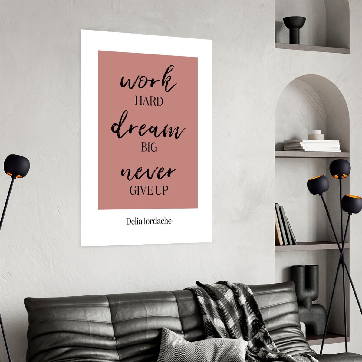 Póster personalizado con texto: «Never Give Up»