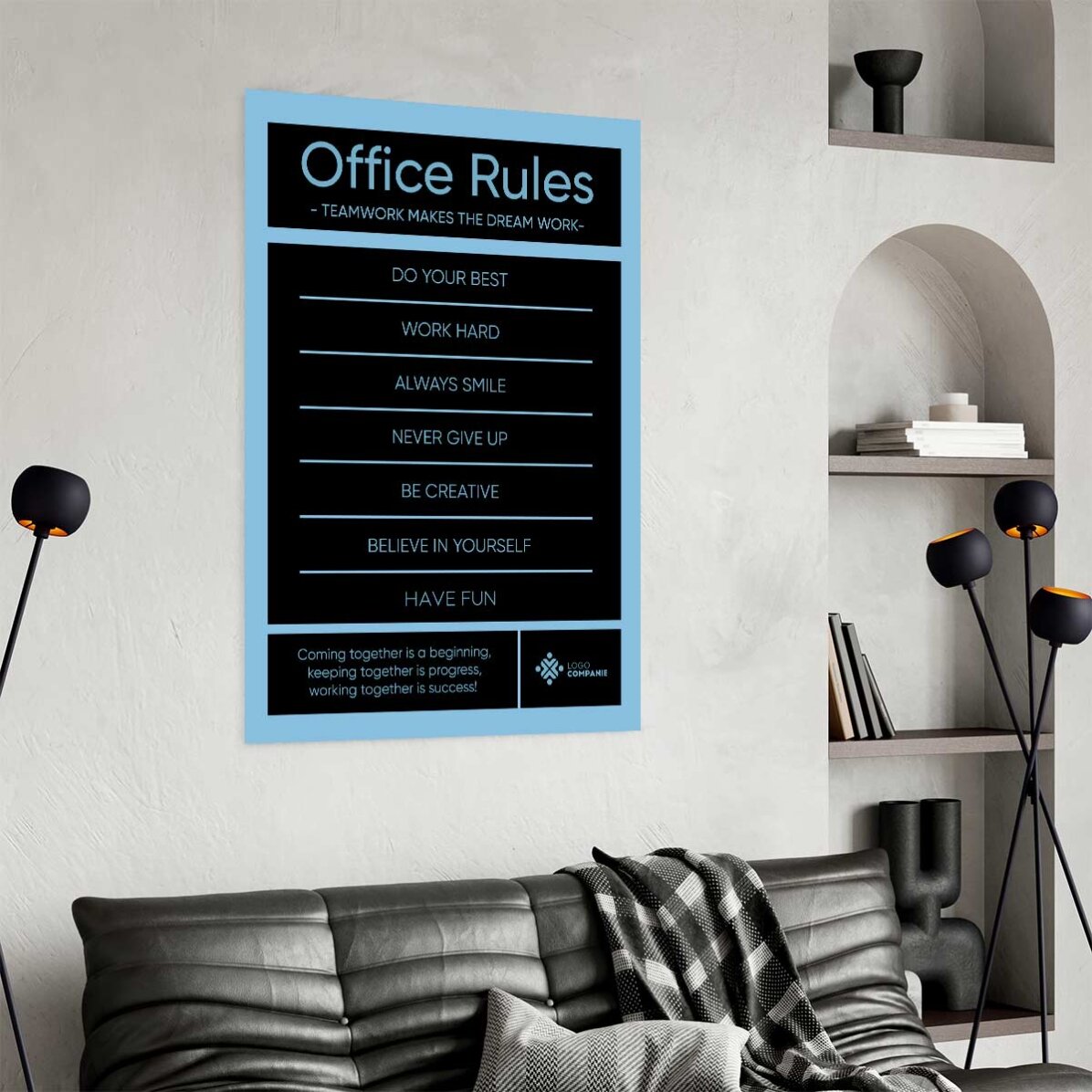 Póster personalizado con texto y logotipo - Office Rules
