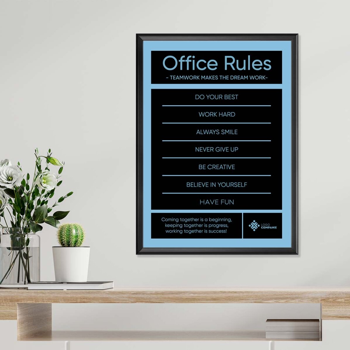 Póster personalizado con texto y logotipo - Office Rules