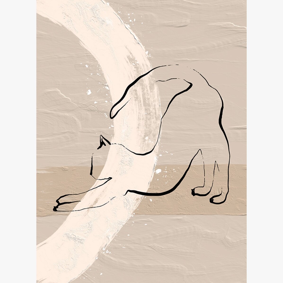 Póster de un gato minimalista en línea de trazo
