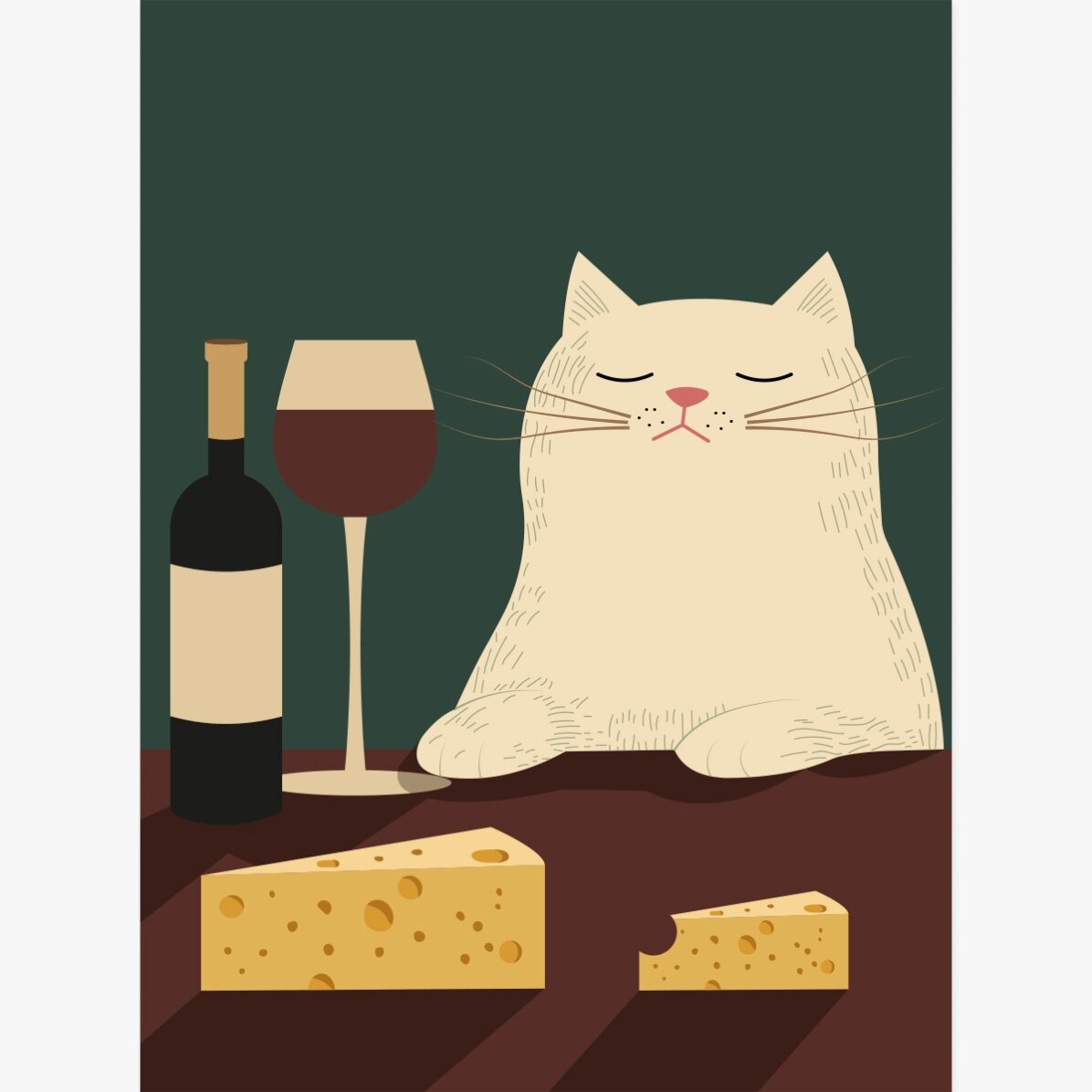 Póster: El gato, el vino y el queso