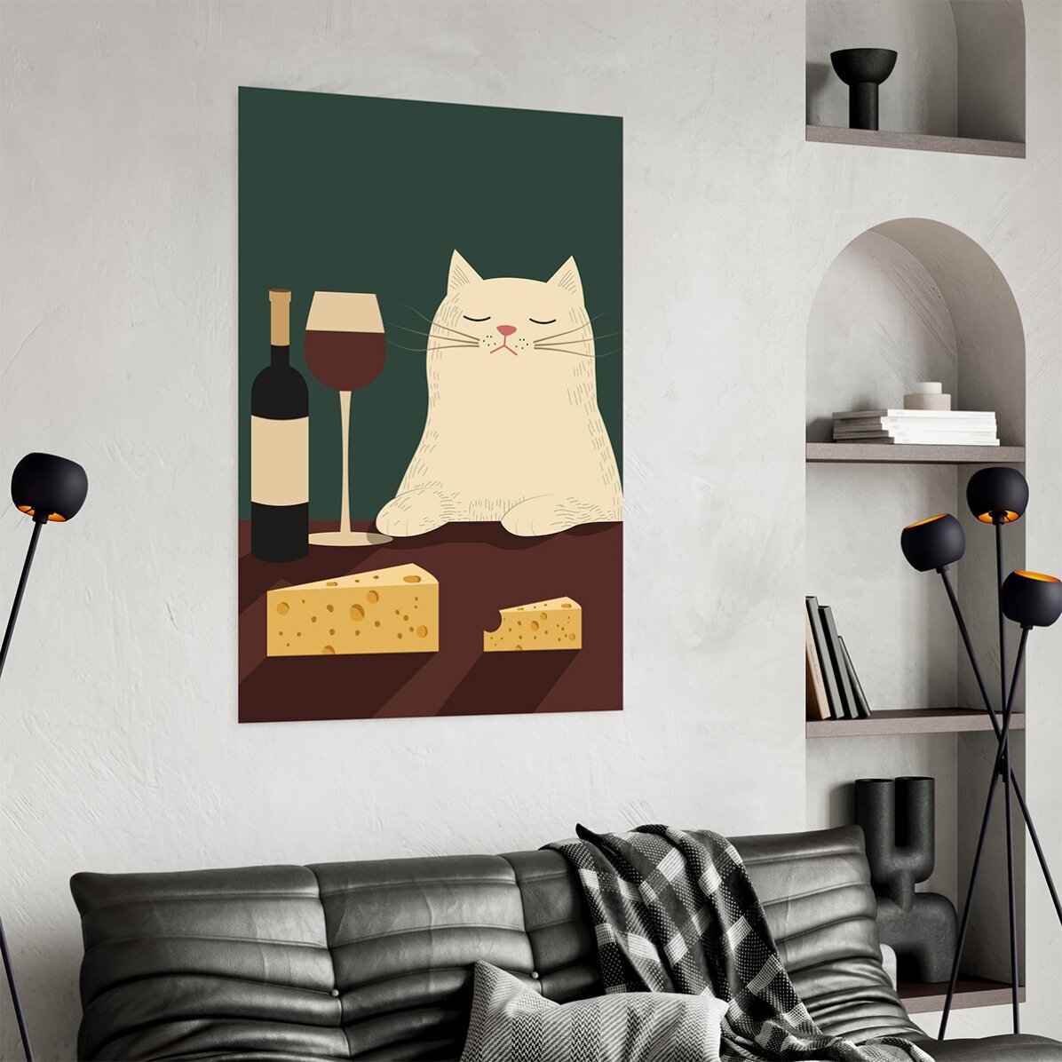 Póster: El gato, el vino y el queso