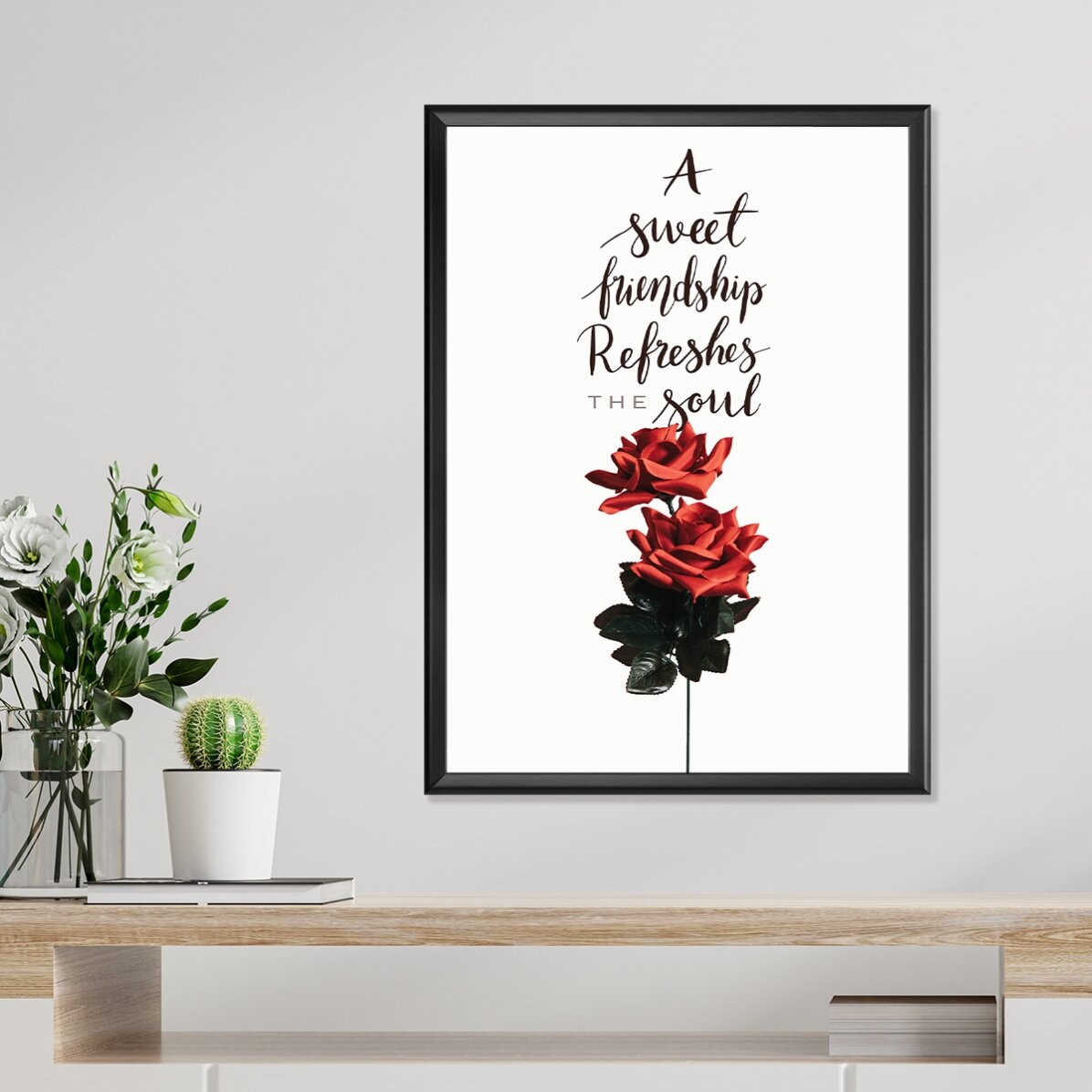 Póster «Amistad con rosas»
