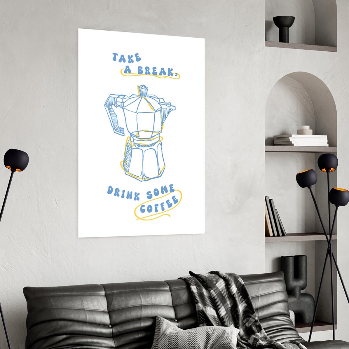 Cartel: «Tómate un descanso, tómate un café»