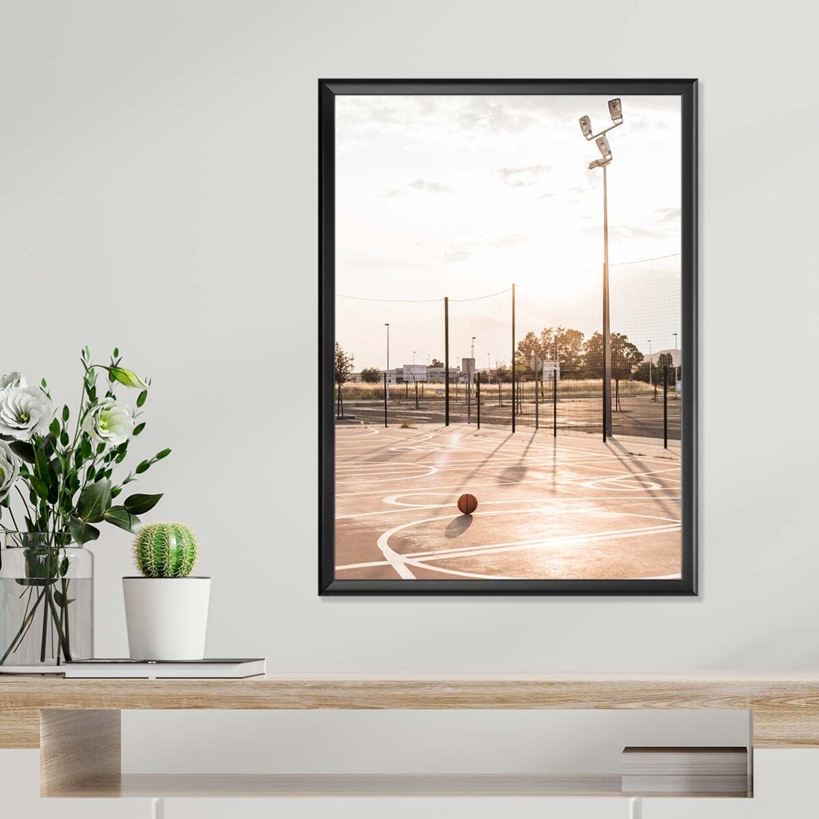 Cartel de una cancha de baloncesto