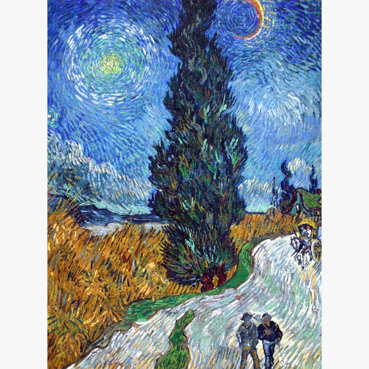 Póster de Vincent van Gogh, «Camino con cipreses y una estrella», 1890